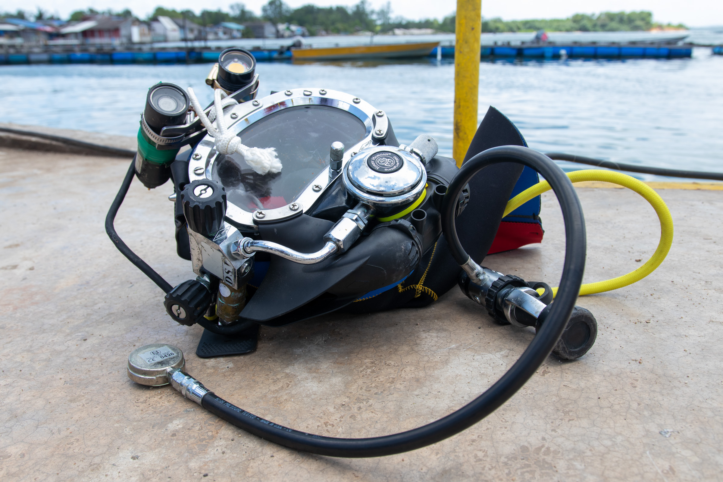 a set of equipment ready to use for underwater diving