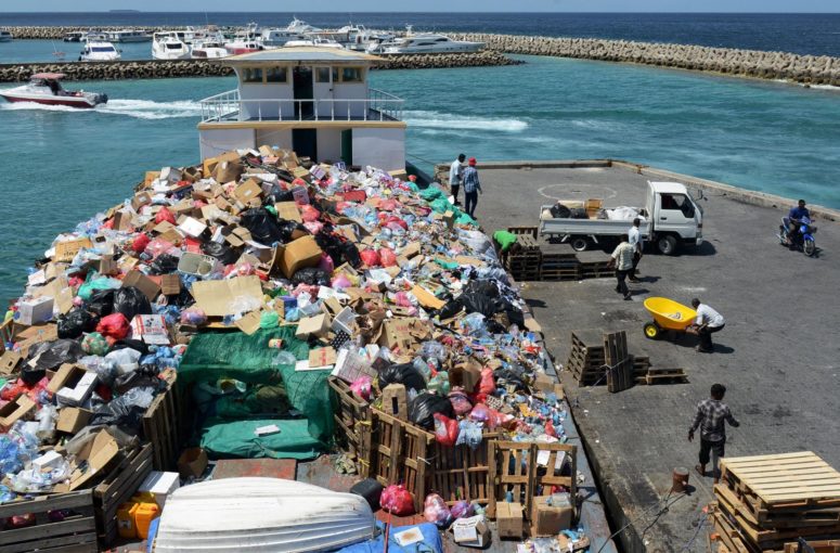 a garbage being disposal at the port